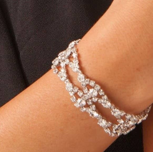 Bracciale cristalli decoro a piccoli rombi