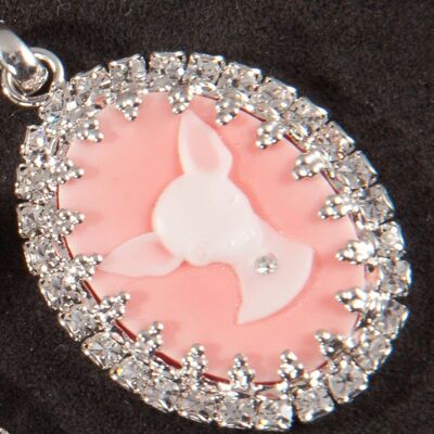 Pendant with pink chihuahua cameo