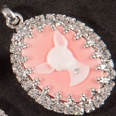 Pendant with pink chihuahua cameo