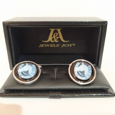 Black agate horse cameo cufflinks