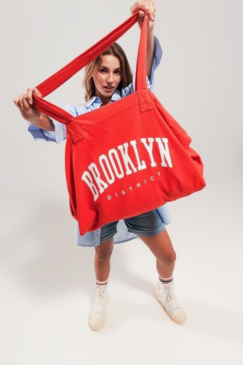 Brooklyn canvas tote bag in red