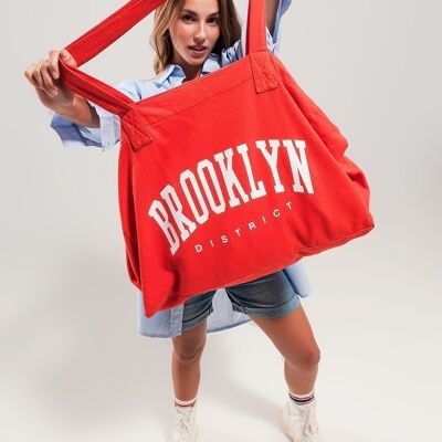 Brooklyn canvas tote bag in red