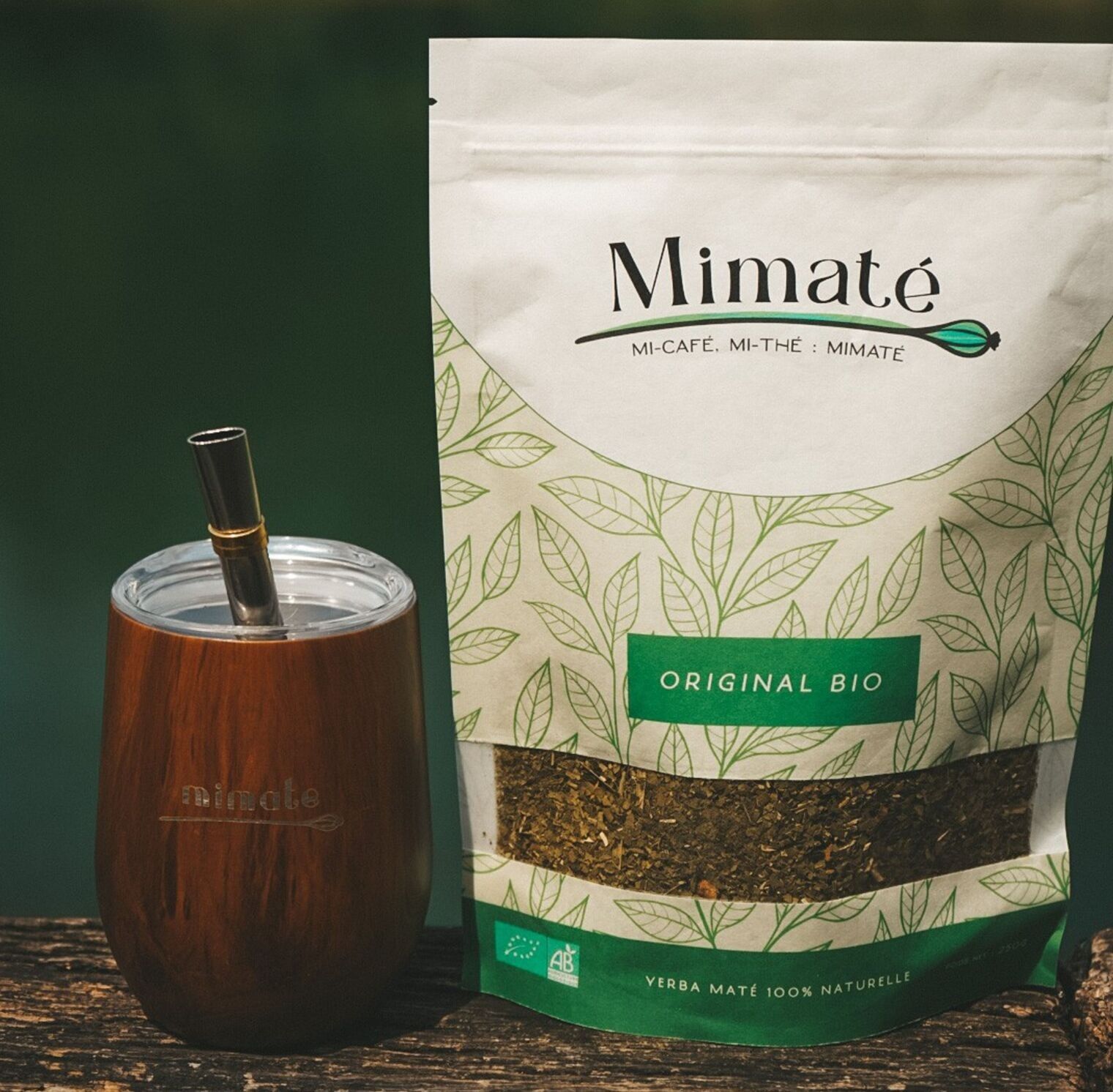 Mate Kit - Stainless Steel Imitation Wood Calabash + 500g Original Organic + Stainless Steel Bombilla