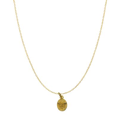 Sterling Silver Bee Chain Pendant Necklace - Gold
