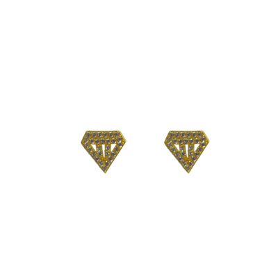 Sterling Silver Diamond Stud Earring - Gold