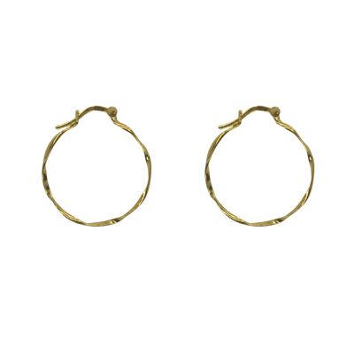 Lightly Twisted Sterling Silver Hoop Earring - Gold