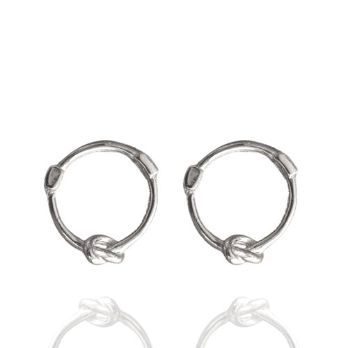 Knot Hoop Sterling Silver Earring - Silver