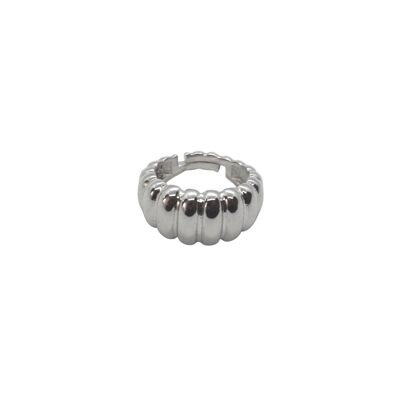Cated Large Multi Dished Regolabile Anello In Argento Sterling - Argento