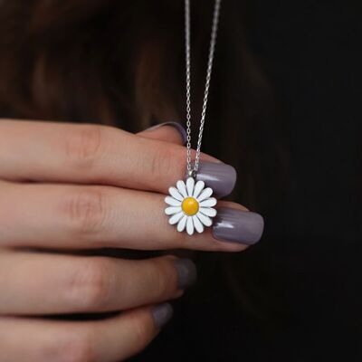 Collier pendentif marguerite en argent sterling