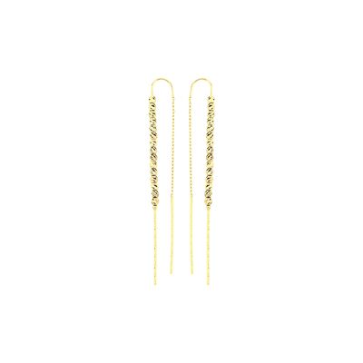 Sterling Silver Dorica Chain Bead Drop Earring - Gold