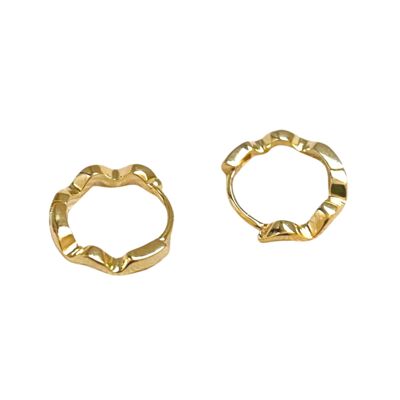 Sterling Silver Wavy Hoop Earring - Gold