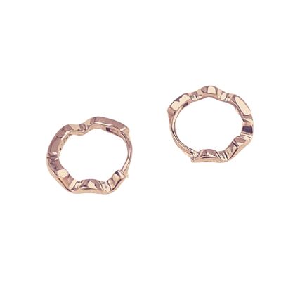 Sterling Silver Wavy Hoop Earring - Rose Gold