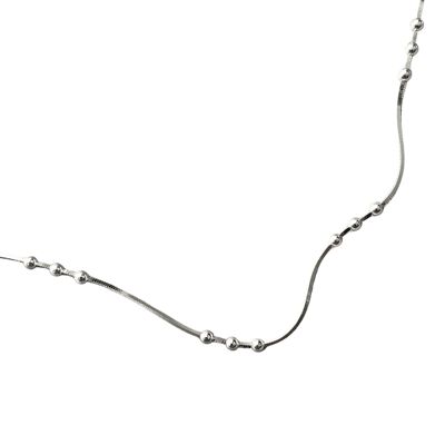 Three Bead Sterling Silver Chain Necklace - Silver