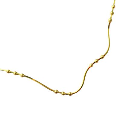 Three Bead Sterling Silver Chain Necklace - Gold