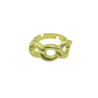 Chunky Three Chain Sterling Silver Adjustable Ring - Gold