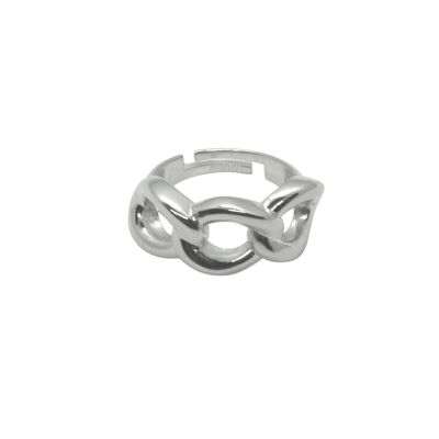 Chunky Three Chain Sterling Silver Adjustable Ring - Silver