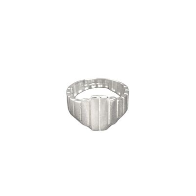 Anillo de plata esterlina rectangular de múltiples capas - Plata