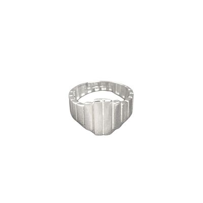 Multi Layered Rectangular Sterling Silver Ring - Silver