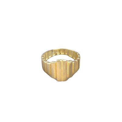 Multi Layered Rectangular Sterling Silver Ring - Gold