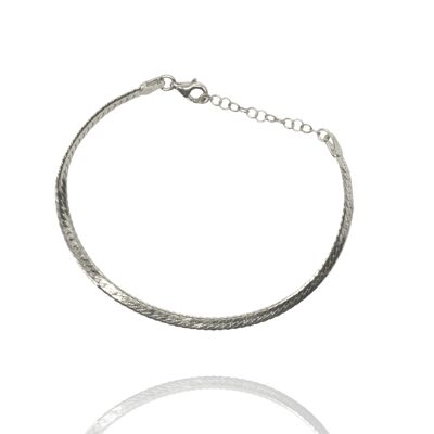 Italian Sterling Silver Herringbone Bracelet - Silver