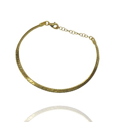 Italian Sterling Silver Herringbone Bracelet - Gold