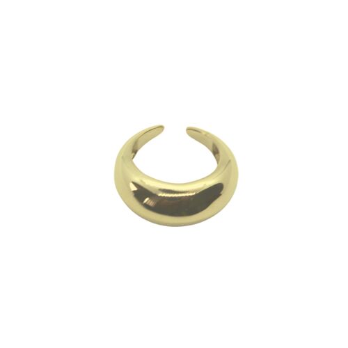 Sterling Silver Dome Crescent Ring - Gold