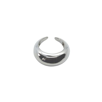 Sterling Silver Dome Crescent Ring - Silver