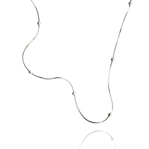 Itallian Bead Chain Sterling Silver Necklace - Silver