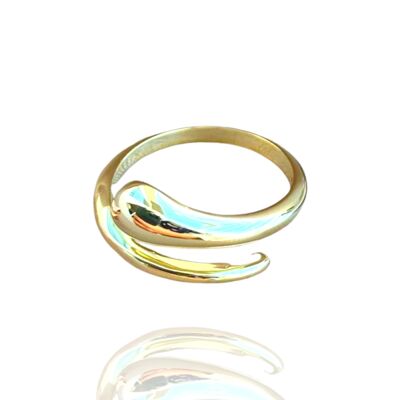 Anello con serpente impilabile in argento sterling firmato - Oro