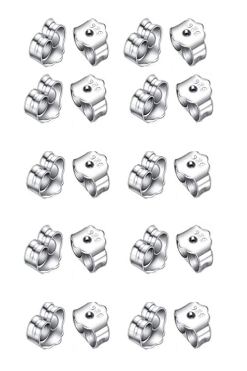 Sterling Silver Earring Butterfly Spare Stud Earring Back - 10 Pair