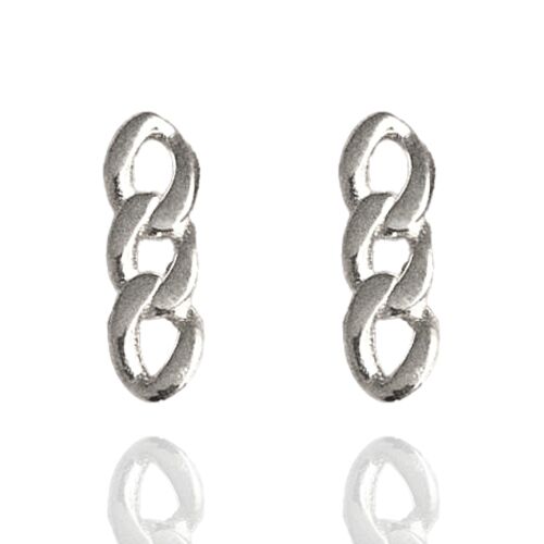 Three Chain Sterling Silver Stud Earring - Silver