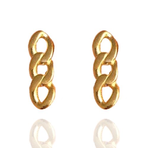 Three Chain Sterling Silver Stud Earring - Gold