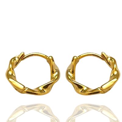 Nauturally Twisted Sterling Silver Hoop Earrings - Gold