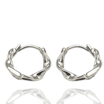 Nauturally Twisted Sterling Silver Hoop Earrings - Silver