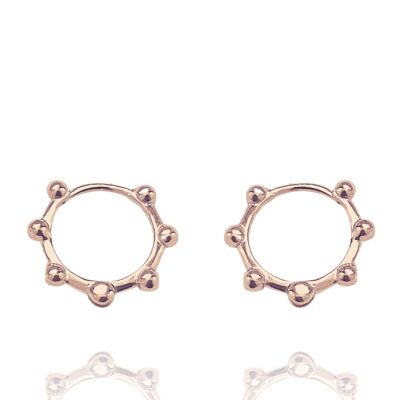 Seven Bead Sterling Silver Hoop Earrings - Rose Gold