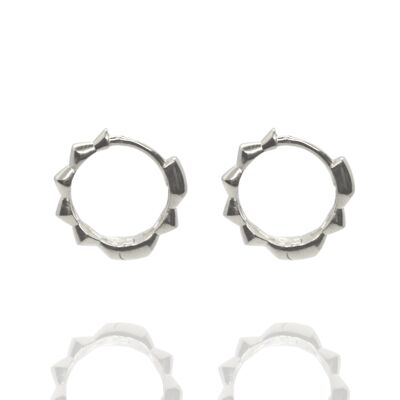 Natural Textured Sterling Silver Hoop Earring - Silver