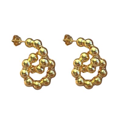 Large Lapped Bead Sterling Silver Earring - Gold