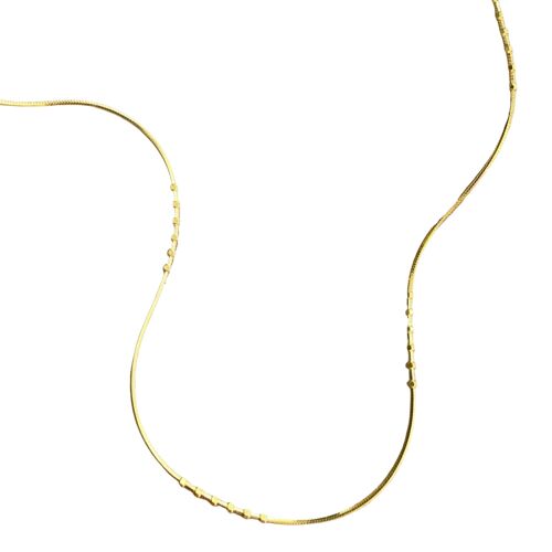 Six Beads Sterling Silver Necklace Chain - Gold