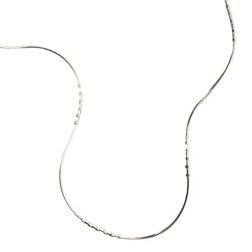 Six Beads Sterling Silver Necklace Chain - Silver