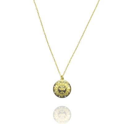 Sun and Moon Silhouette Sterling Silver Necklace - Gold - Sun
