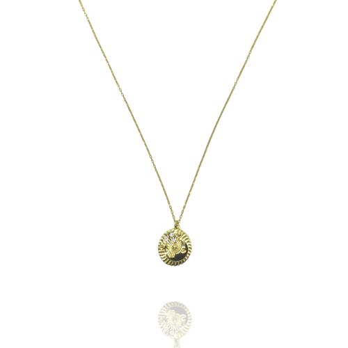 Sun and Moon Silhouette Sterling Silver Necklace - Gold - Moon