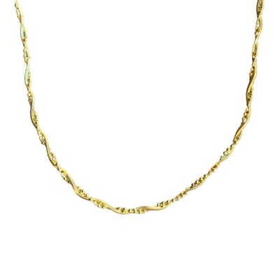 Twisted Beads Sterling Silver Chain Necklace - Gold