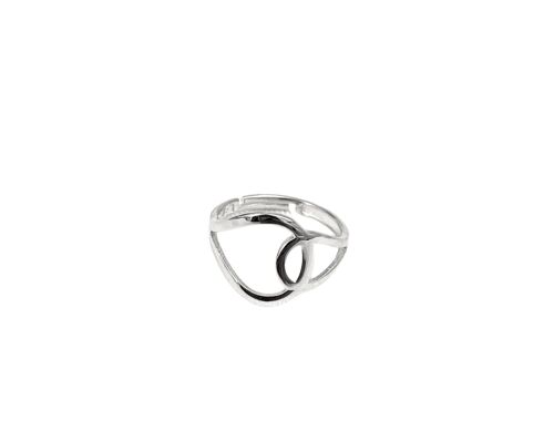 Intercepting Circles Sterling Silver Statement Signature Ring - Silver