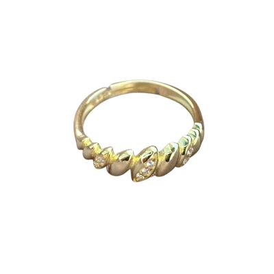 Lined Stones Marquise Sterling Silver Ring - Gold