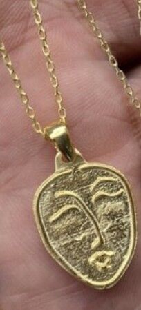 Collana in argento sterling con silhouette Art Face - Oro