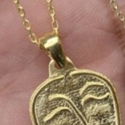 Art Face Silhouette Sterling Silver Necklace - Gold