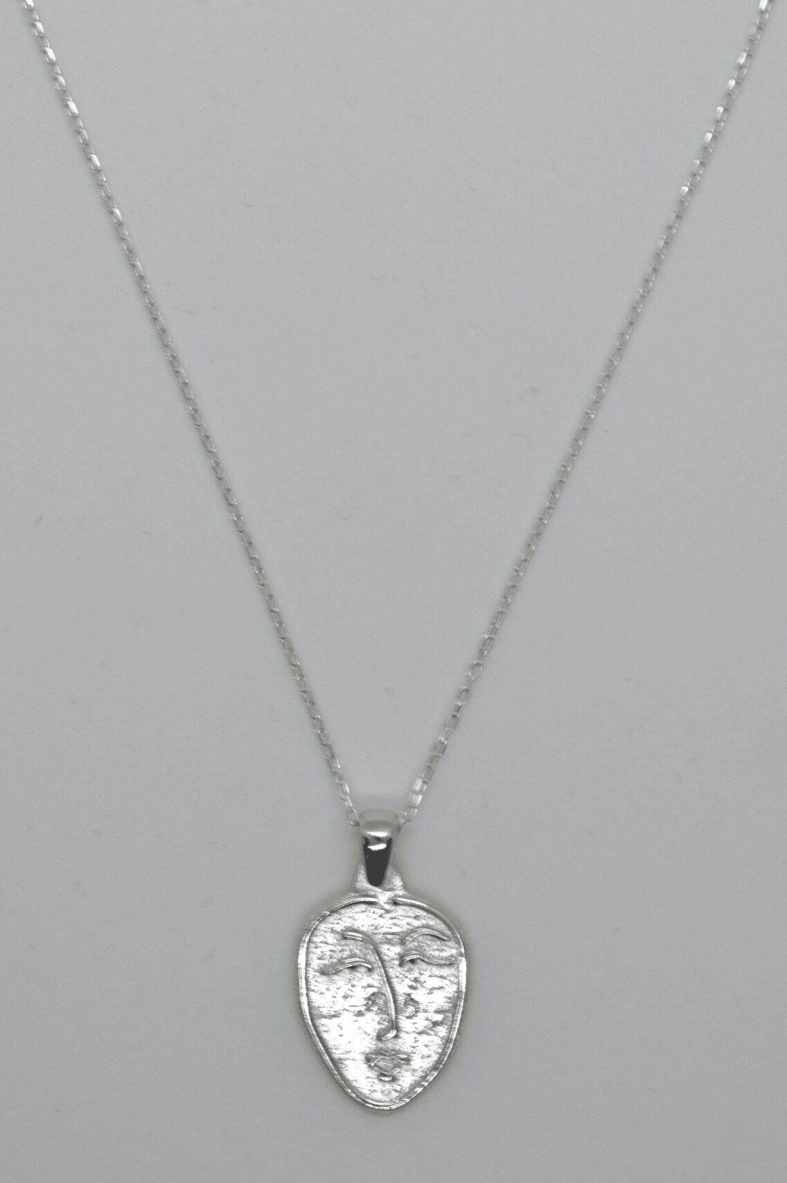 Collana in argento sterling con silhouette di viso d'arte - argento