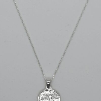 Art Face Silhouette Sterling Silver Necklace - Silver