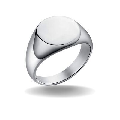 Signature Circle Sterling Silver Signet Ring - Argento