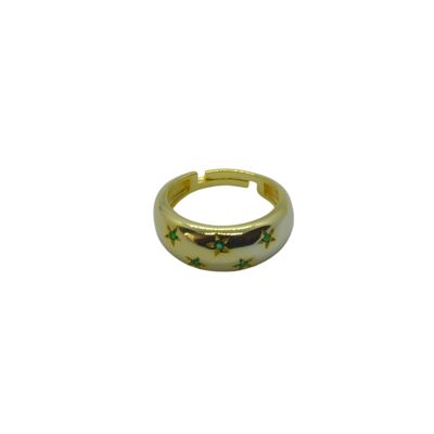 Ring aus Sterlingsilber mit mehreren Sternen - Grün